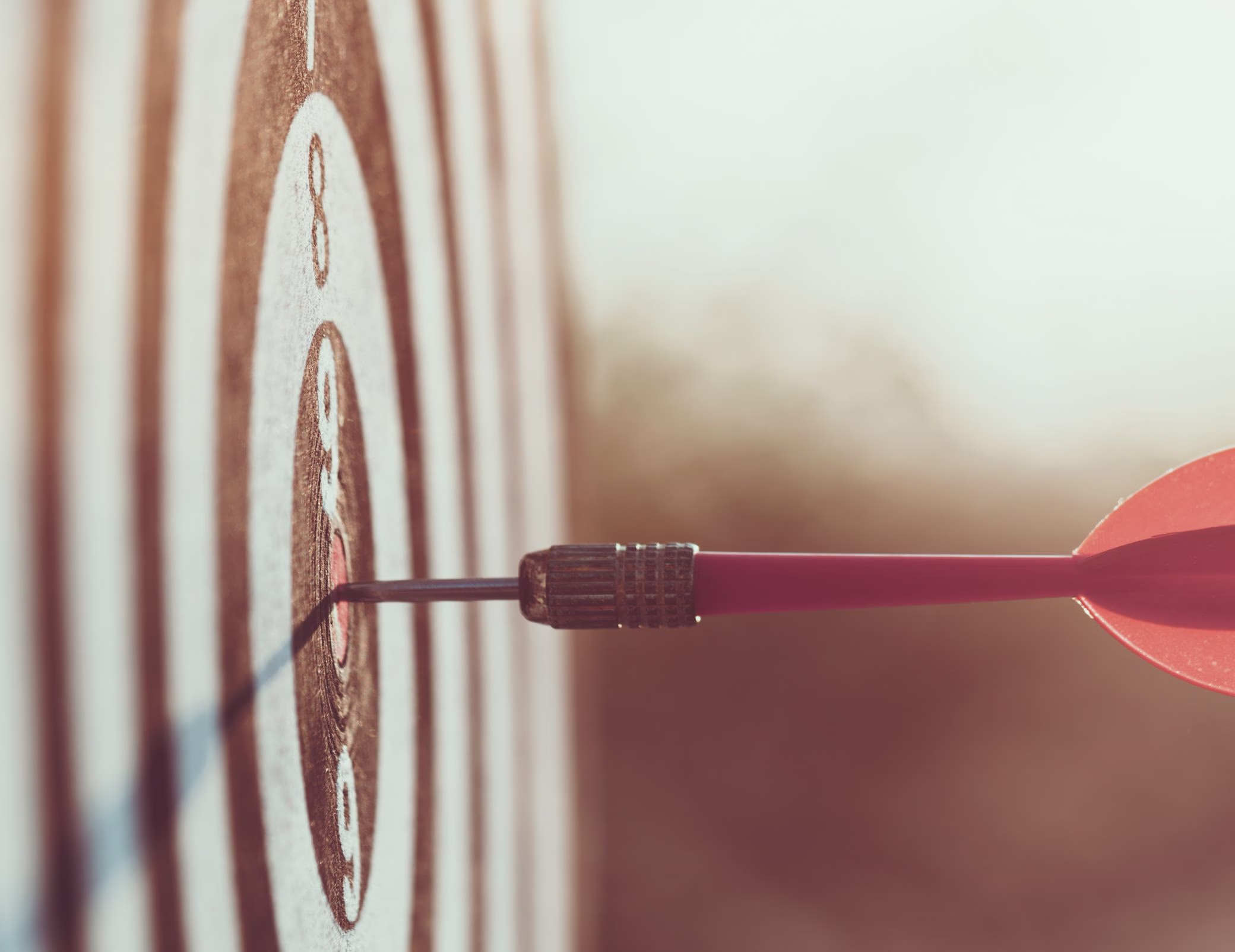 Dartscheibe mit Dartpfeil in der Mitte